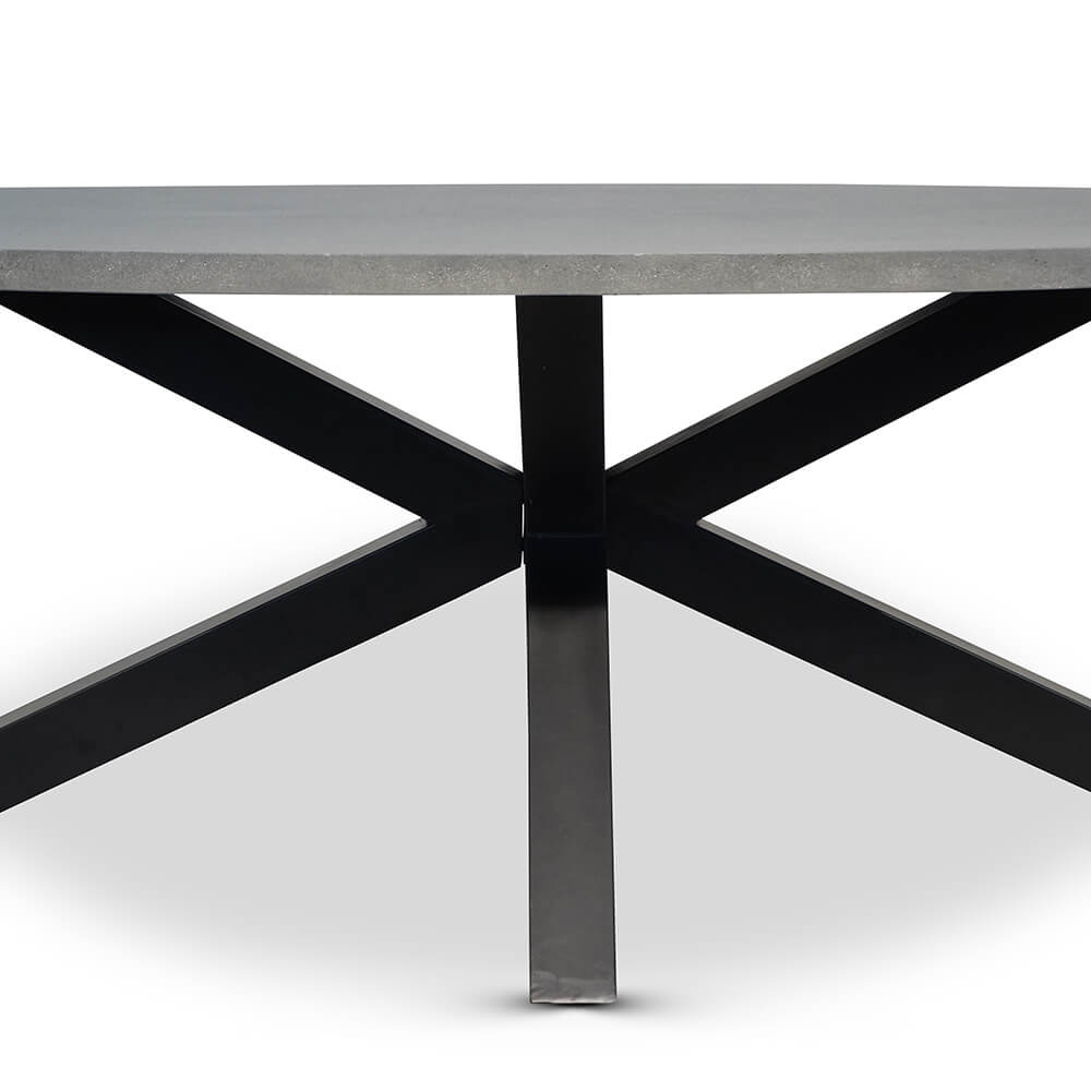 Stockholm/Kos antraciet dining tuinset 7-delig | betonlook + touw | 240cm