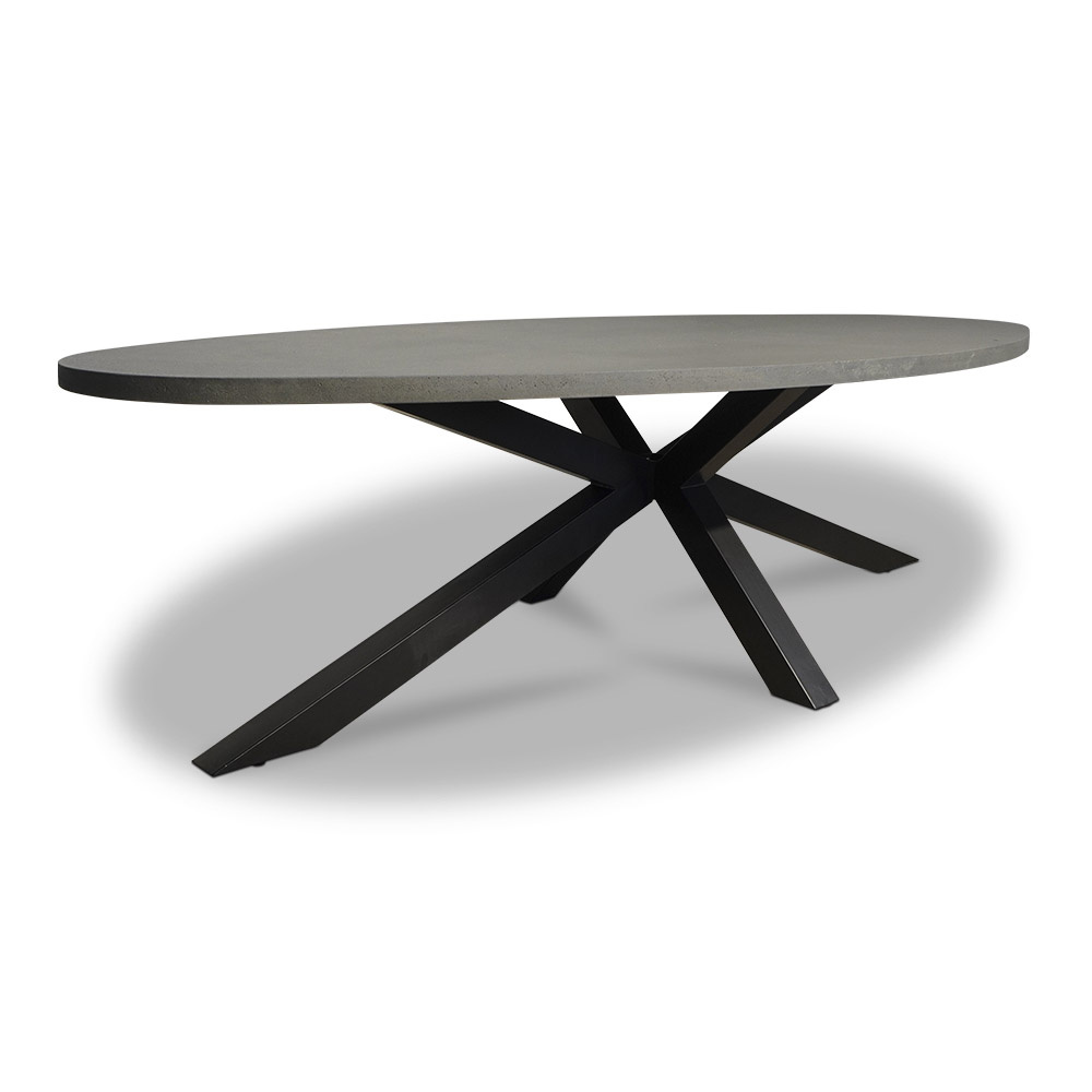 Stockholm/Kos antraciet dining tuinset 9-delig | betonlook + touw | 280cm