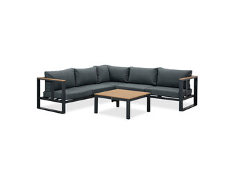 Nebraska hoek loungeset 5 personen | aluminium + polywood | antraciet | 4-delig - 240x240cm