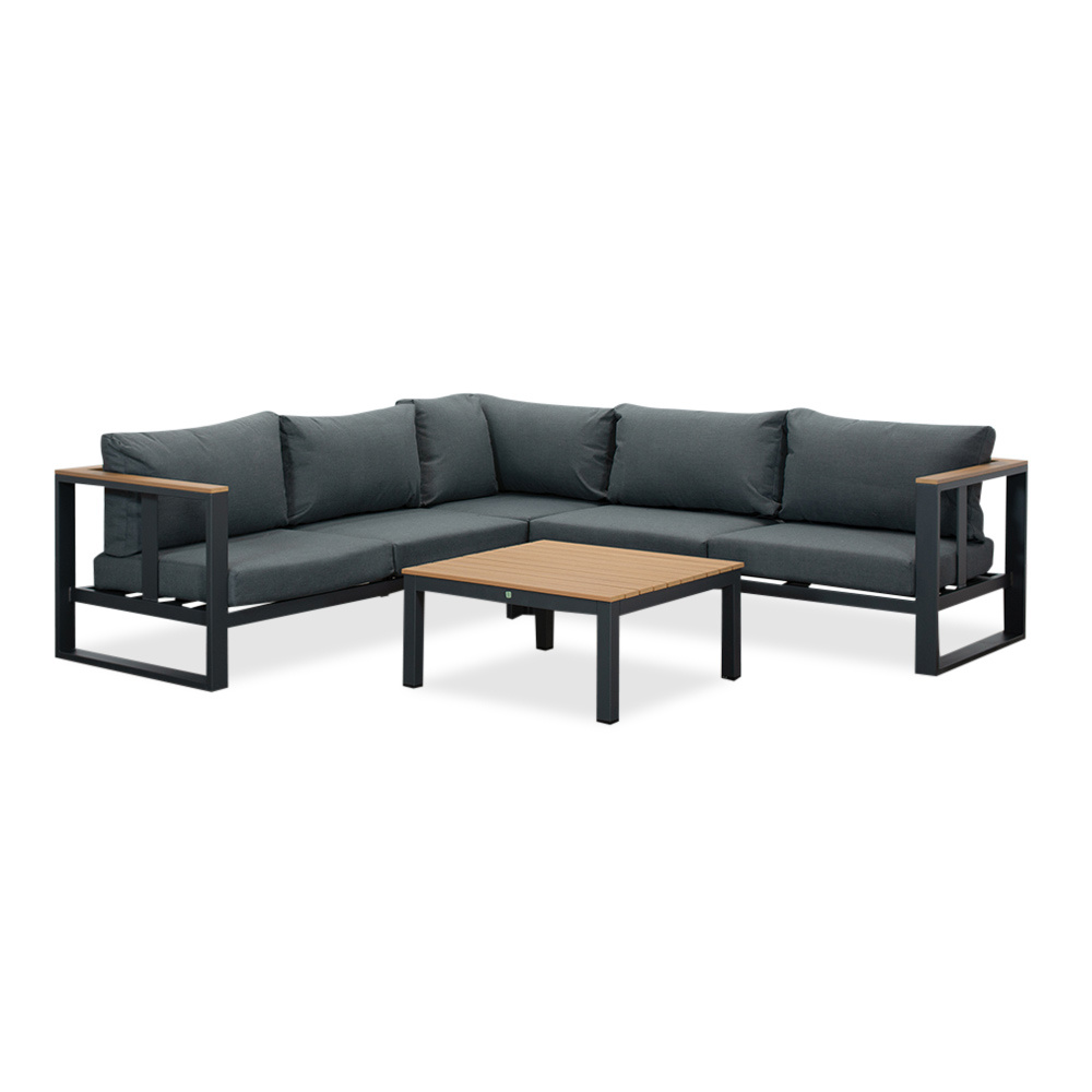 Nebraska hoek loungeset 5 personen | aluminium + polywood | antraciet | 4-delig - 240x240cm