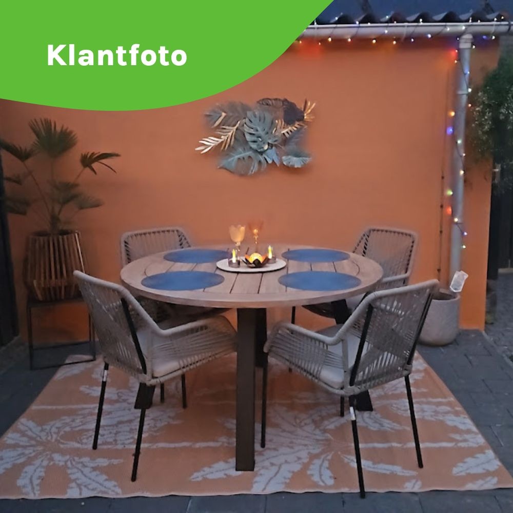 Cork dining tuintafel 4 personen | hardhout + staal | teaklook | Ø130cm rond