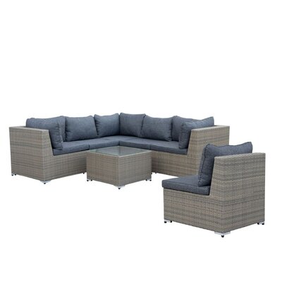 Ontario hoek loungeset met tussenmodule 7 personen | wicker | Ash Grey | 5-delig - 290x234cm