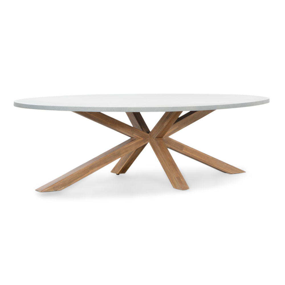 Livorno/Rochefort zand dining tuinset 9-delig | betonlook + touw | 280cm