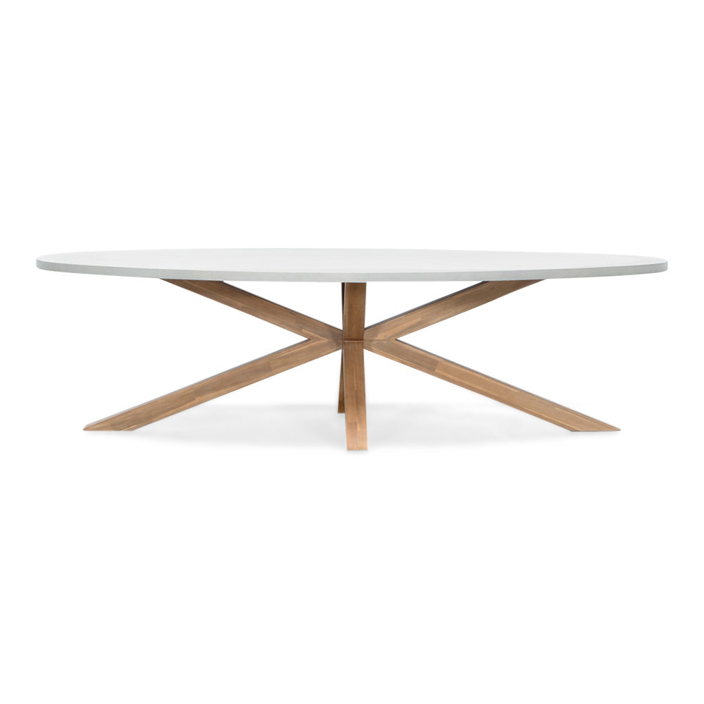 Livorno/Rochefort zand dining tuinset 9-delig | betonlook + touw | 280cm