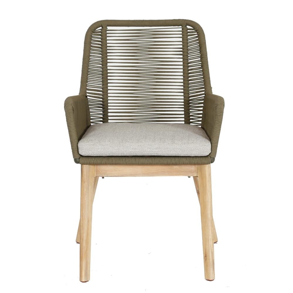 Delta/Padua olijfgroen dining tuinset 5-delig | teakhout + touw | 160cm