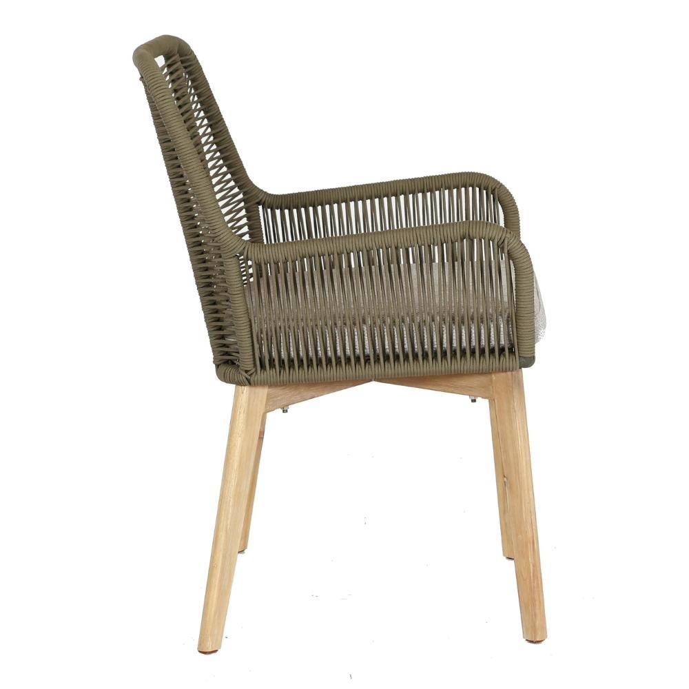 Delta/Padua olijfgroen dining tuinset 5-delig | teakhout + touw | 160cm