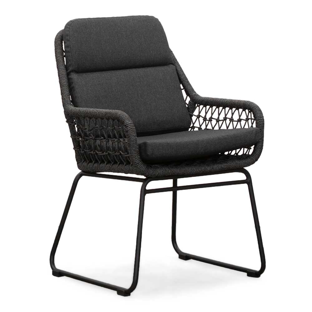 Nancy/Valencia Lava Grey dining tuinset 5-delig | betonlook + touw | 135cm rond