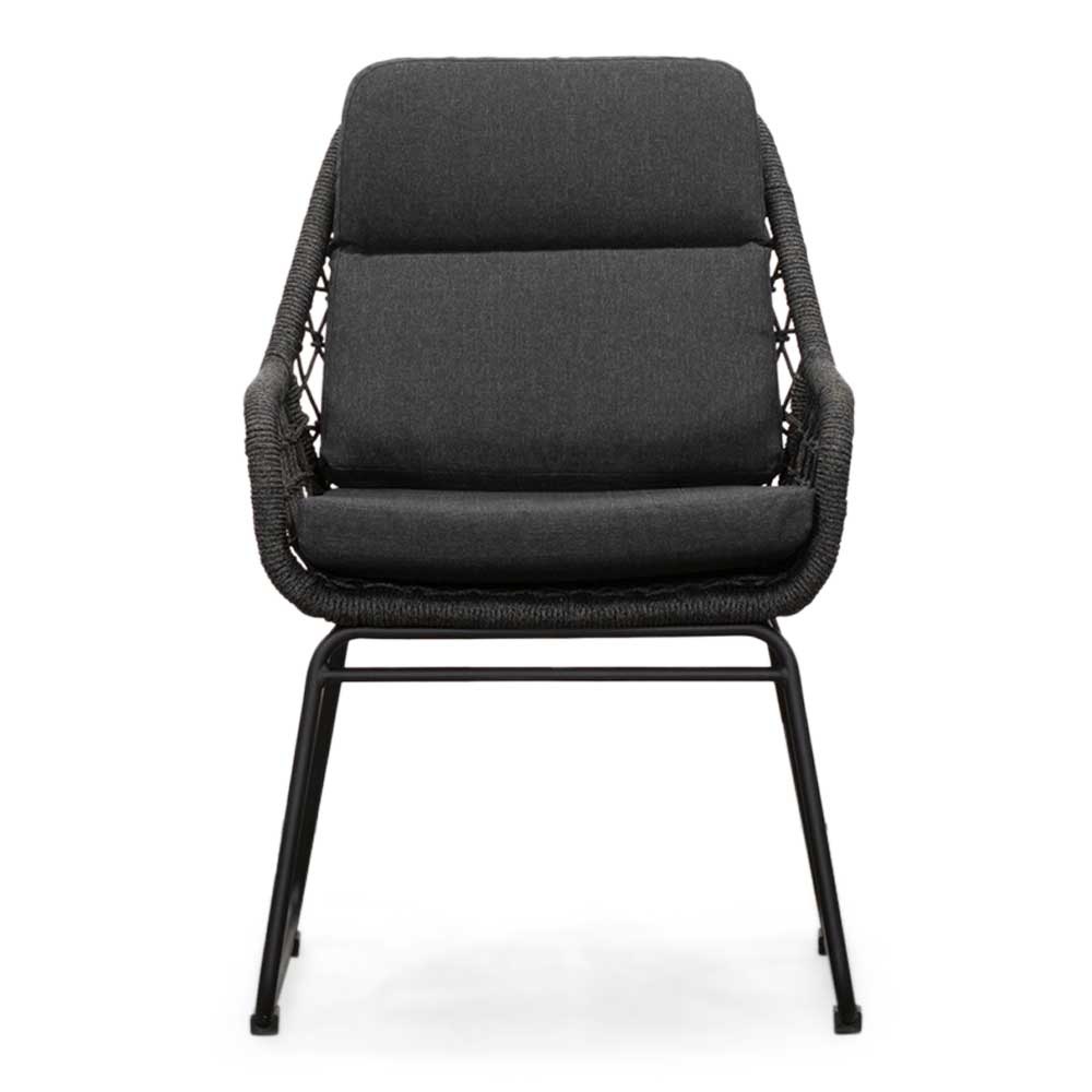 Nancy/Valencia Lava Grey dining tuinset 5-delig | betonlook + touw | 135cm rond