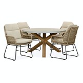 Nancy/Valencia Sahara Dust dining tuinset | 4 personen | betonlook + touw | 135cm rond