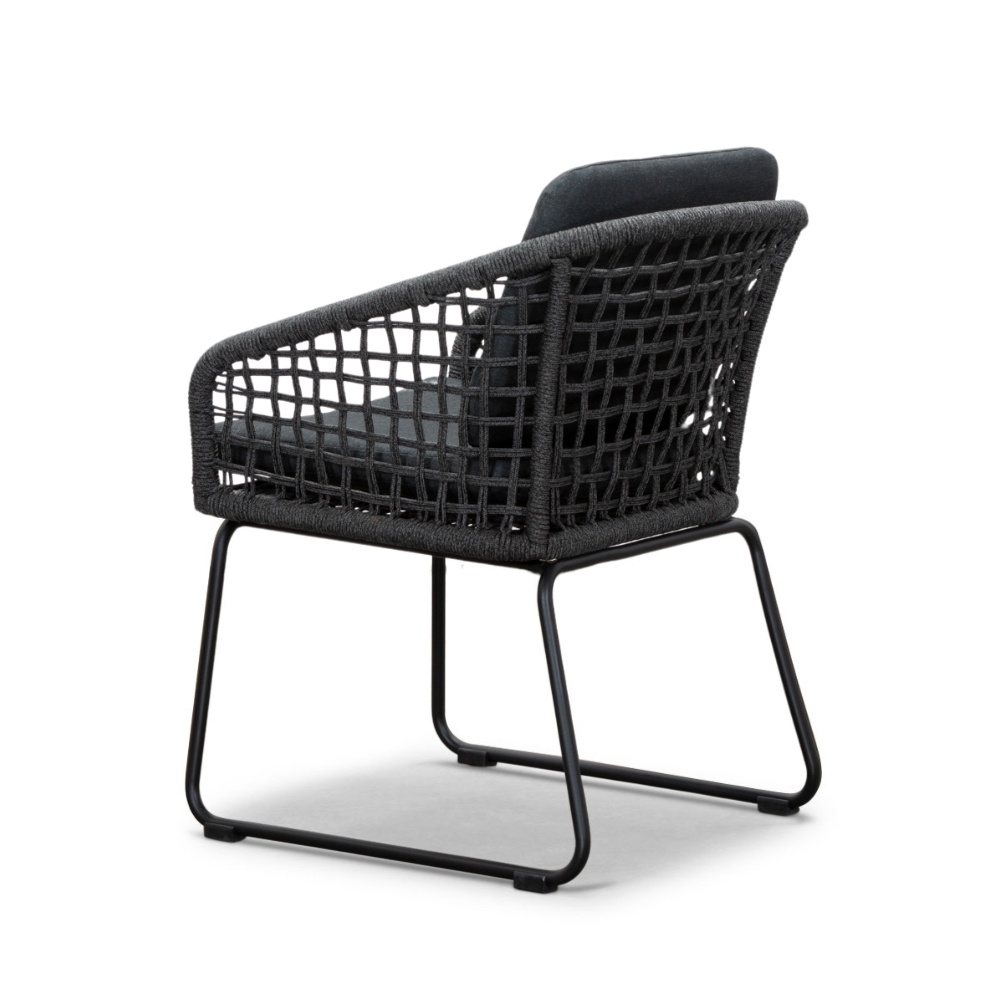 Nancy/Tulum Lava Grey dining tuinset 5-delig | betonlook + touw | 135cm rond