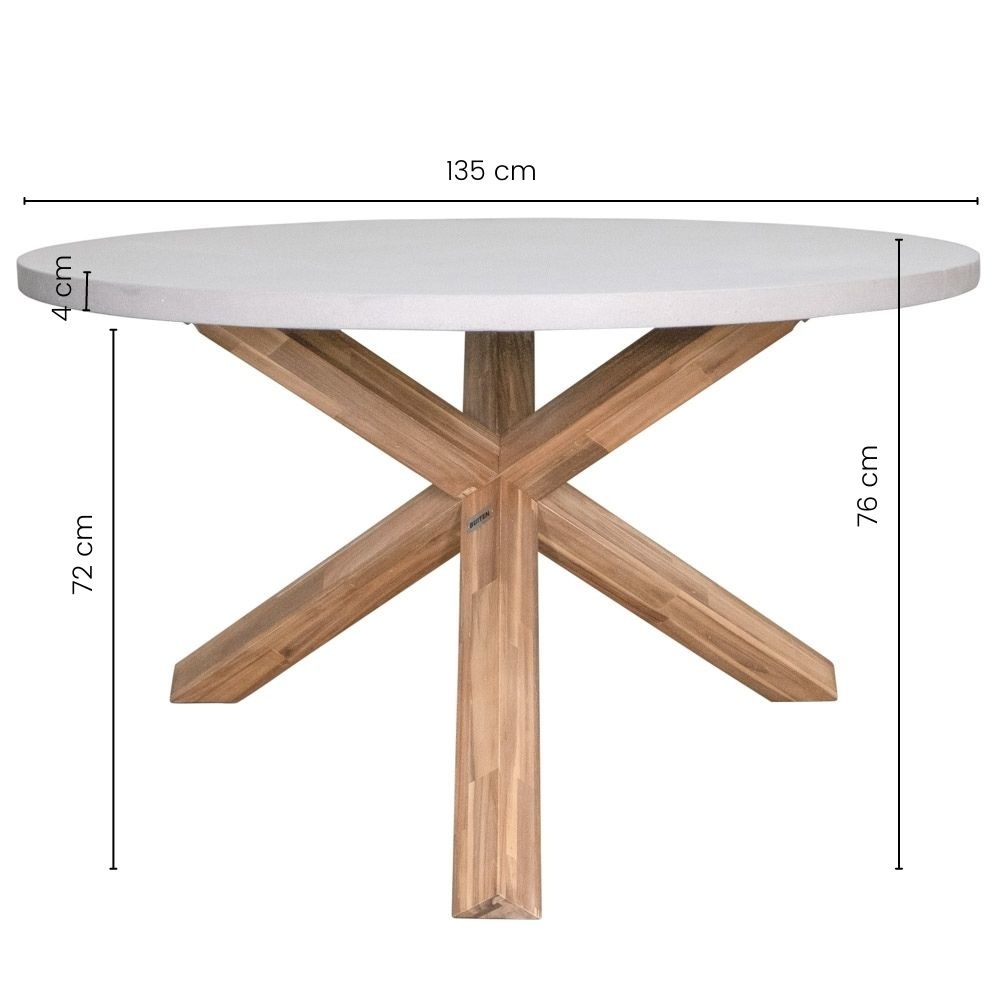 Nancy/Tulum Lava Grey dining tuinset 5-delig | betonlook + touw | 135cm rond