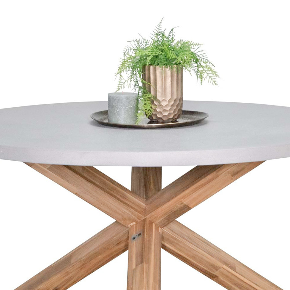Nancy/Tulum Lava Grey dining tuinset 5-delig | betonlook + touw | 135cm rond