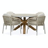 Nancy/Rico zand dining tuinset | 4 personen | betonlook + aluminium | 135cm rond
