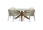 Nancy/Rico zand dining tuinset | 4 personen | betonlook + aluminium | 135cm rond