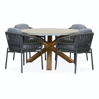 Nancy/Rico charcoal dining tuinset | 4 personen | betonlook + aluminium | 135cm rond