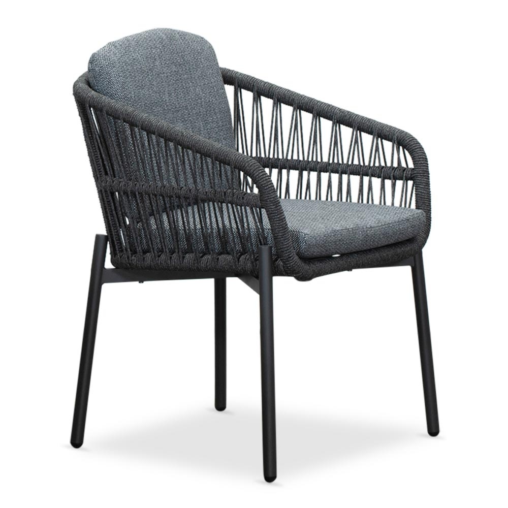 Nancy/Rico charcoal dining tuinset 5-delig | betonlook + aluminium | 135cm rond