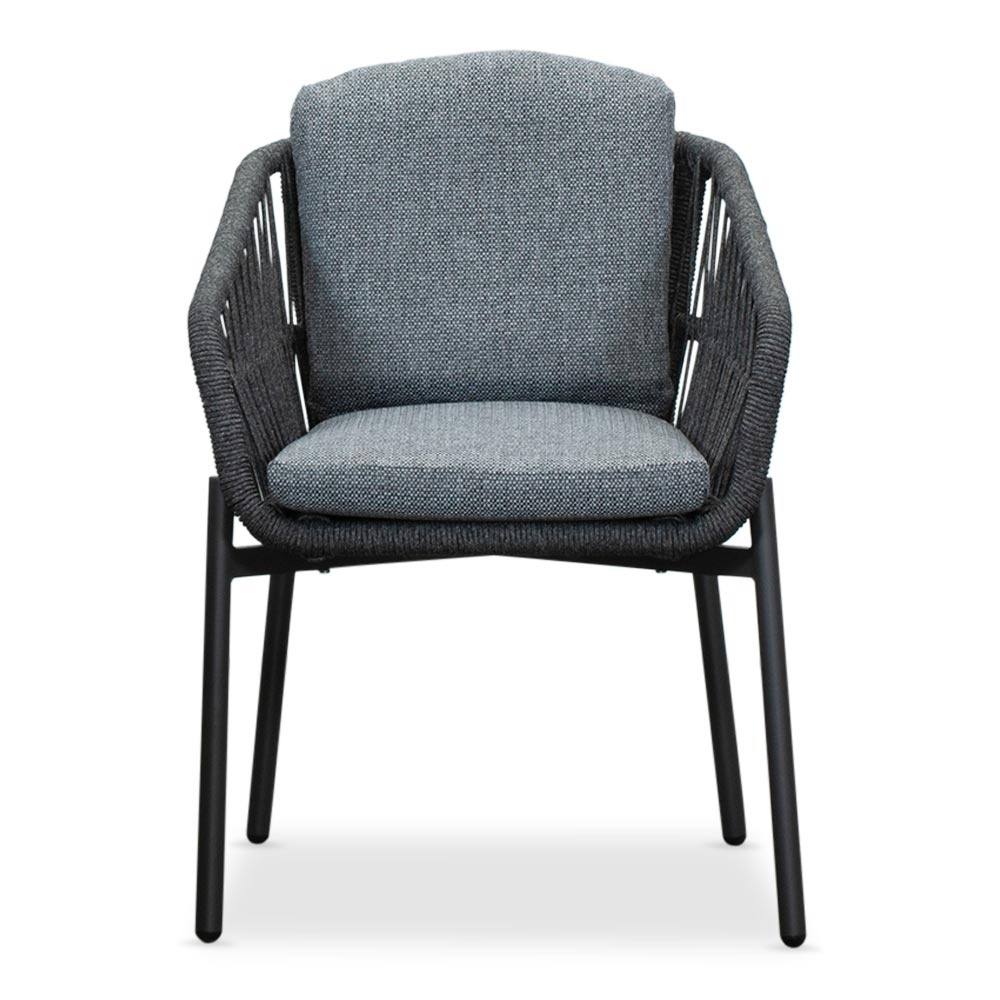 Nancy/Rico charcoal dining tuinset 5-delig | betonlook + aluminium | 135cm rond
