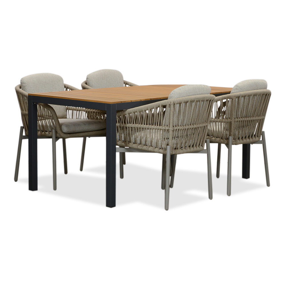 Delta/Rico zand dining tuinset | 4 personen | teakhout + aluminium | 160cm afbeelding