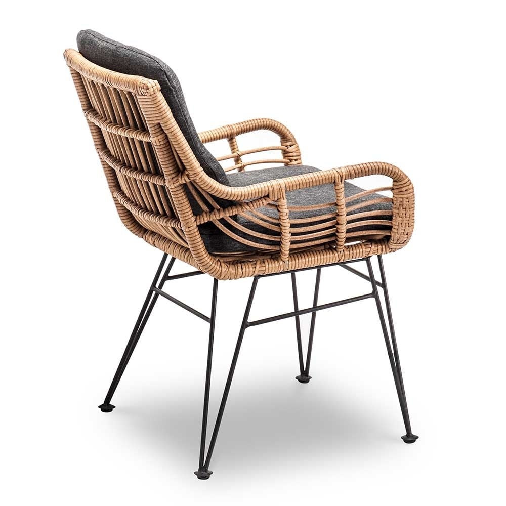 Vigo/Carlos antraciet dining tuinset 5-delig | teakhout + wicker | 200cm