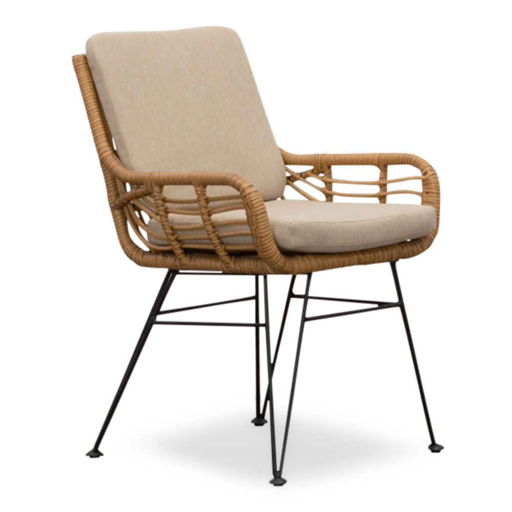 Vigo/Carlos taupe dining tuinset 5-delig | teakhout + wicker | 200cm