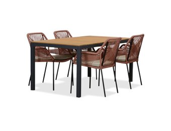 Delta/Seville terra dining tuinset | 4 personen | teakhout + aluminium | 160cm