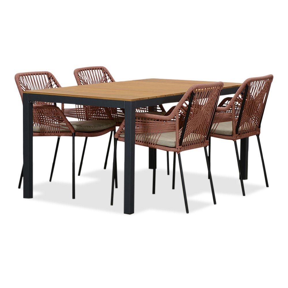 Delta/Seville terra dining tuinset | 4 personen | teakhout + aluminium | 160cm