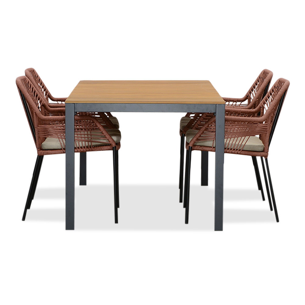 Delta/Seville terra dining tuinset 5-delig | teakhout + aluminium | 160cm