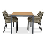 Delta/Seville zand dining tuinset | 4 personen | teakhout + aluminium | 160cm