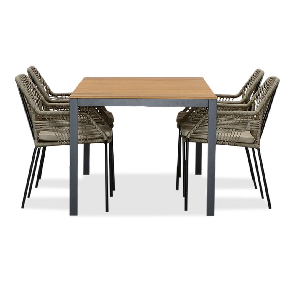 Delta/Seville zand dining tuinset 5-delig | teakhout + aluminium | 160cm