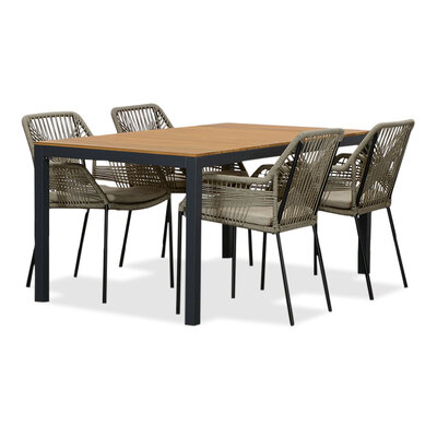 Delta/Seville zand dining tuinset | 4 personen | teakhout + aluminium | 160cm