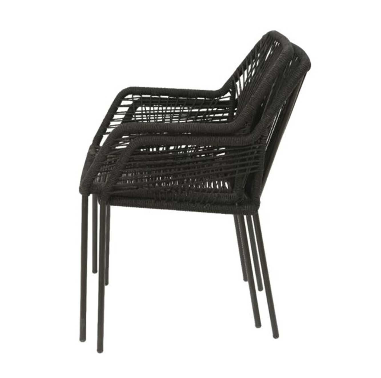 Delta/Seville zwart dining tuinset 5-delig | teakhout + touw | 160cm