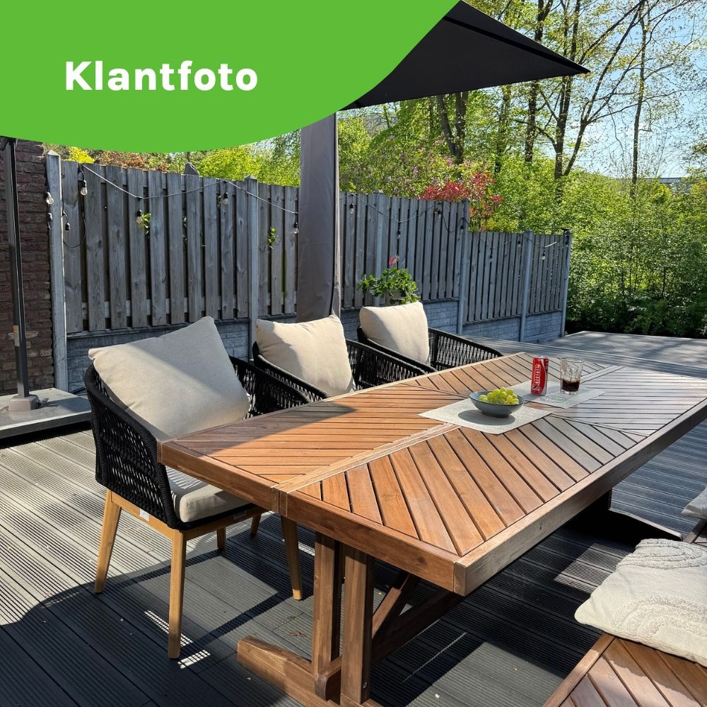 Rochefort dining tuinstoel | touw + hardhout | zwart