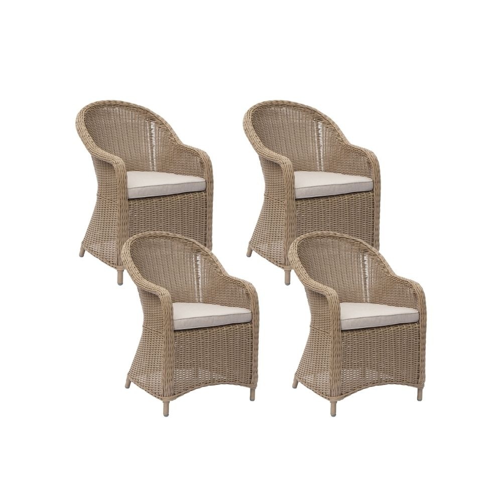 Toulouse dining tuinstoel set van 4 | wicker | Royal Sand afbeelding