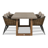 Lausanne/Lucca dining tuinset | 6 personen | betoonlook + wicker | 250cm