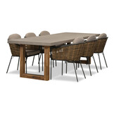 Lausanne/Lucca dining tuinset | 6 personen | betoonlook + wicker | 250cm