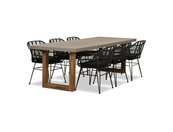 Lausanne/Napels dining tuinset | 6 personen | hardhout + wicker | 250cm