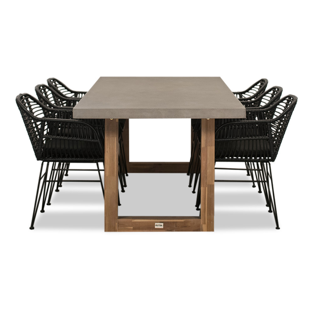 Laussane/Napels dining tuinset 7-delig | hardhout + wicker | 250cm