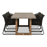 Lausanne/Tulum Lava Grey dining tuinset | 6 personen | betonlook + touw | 250cm
