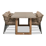Lausanne/Dakota beige/antraciet dining tuinset | 6 personen | betonlook + touw | 250cm