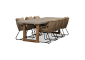 Lausanne/Portofino Sahara Dust dining tuinset | 6 personen | betonlook + touw | 250cm