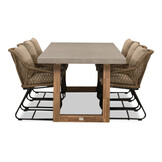 Lausanne/Portofino Sahara Dust dining tuinset | 6 personen | betonlook + touw | 250cm