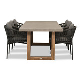Lausanne/Rico charcoal dining tuinset | 6 personen | betonlook + aluminium | 250cm