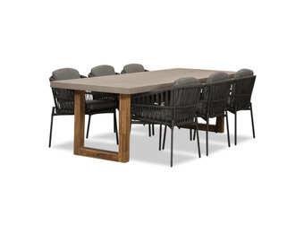 Lausanne/Rico charcoal dining tuinset | 6 personen | betonlook + aluminium | 250cm