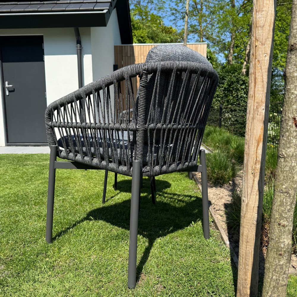 Laussane/Rico charcoal dining tuinset 7-delig | betonlook + aluminium | 250cm
