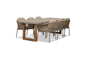 Lausanne/Rico zand dining tuinset | 6 personen | betonlook + aluminium | 250cm