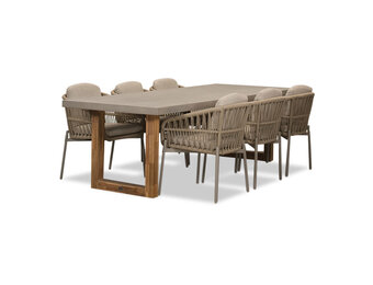 Lausanne/Rico zand dining tuinset | 6 personen | betonlook + aluminium | 250cm