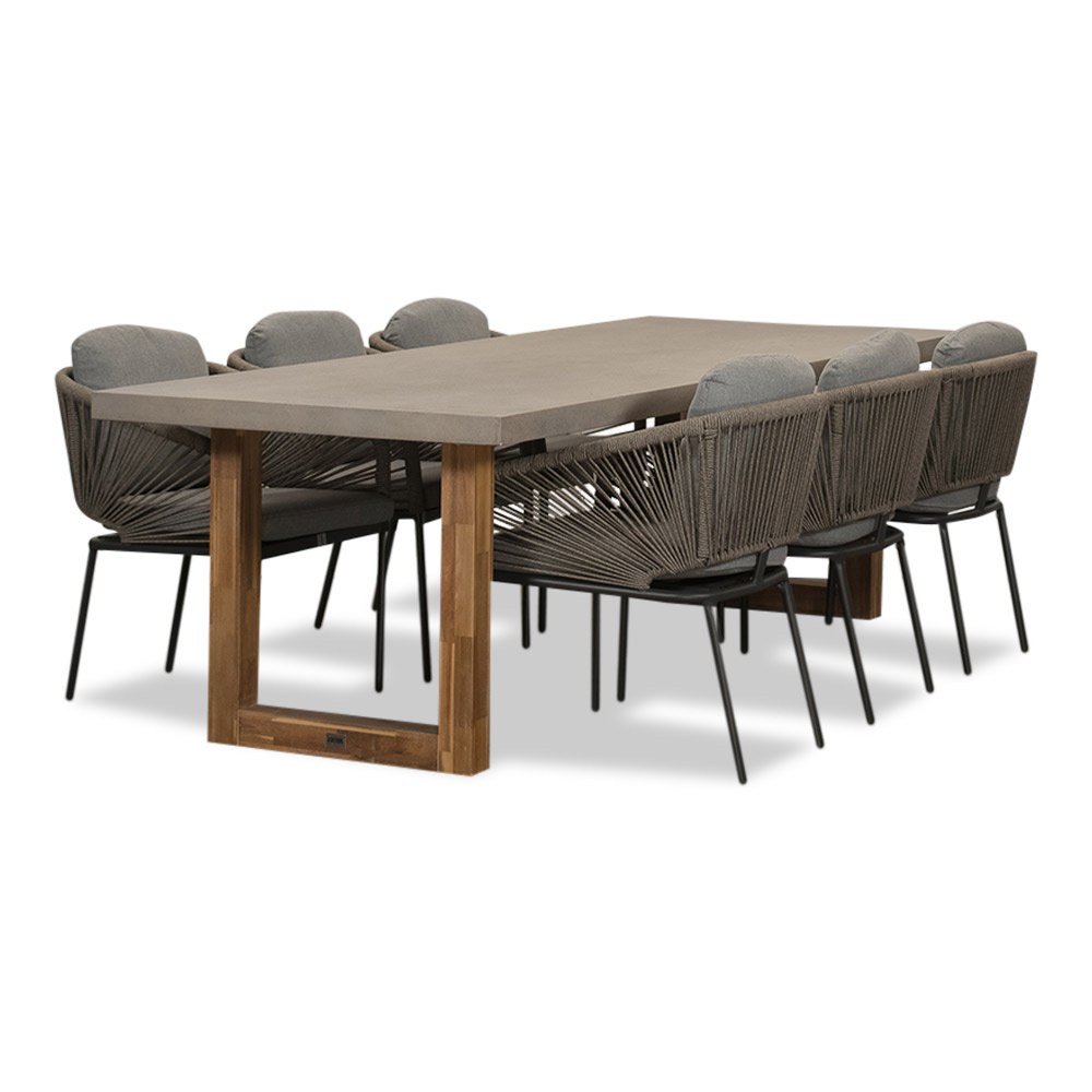 Lausanne/Savanna dining tuinset | 6 personen | betonlook + aluminium | 250cm