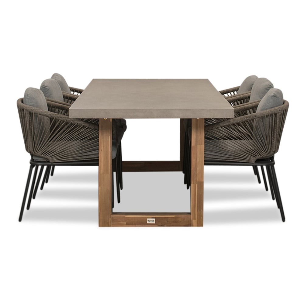 Laussane/Savanna dining tuinset 7-delig | betonlook + aluminium | 250cm