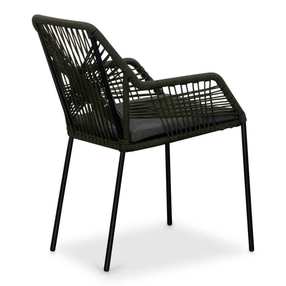 Laussane/Seville olijfgroen dining tuinset 7-delig | betonlook + touw | 250cm