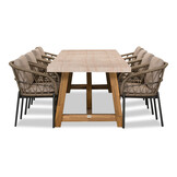 Velora/Dakota beige/antraciet dining tuinset | 8 personen | travertin + touw | 300cm